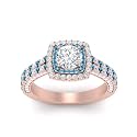 55Carat Choose Your Gemstone Double Band Square Halo Diamond CZ Ring 18K Rose Gold Plated Round Shape Halo Engagement Rings Everyday Jewelry Wedding Jewelry Handmade Gifts for Wife US Size 4 to 12
