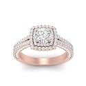 55Carat Choose Your Gemstone Double Band Square Halo Diamond CZ Ring 18K Rose Gold Plated Round Shape Halo Engagement Rings Everyday Jewelry Wedding Jewelry Handmade Gifts for Wife US Size 4 to 12
