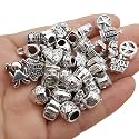 55pcs Assorted Alloy European Large Hole Beads Metal Spacer Charms Bead Assortments for DIY Crafts Bracelets Necklaces Jewelry Making (M190)