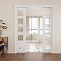 Pocket Door,5-Lite Clear Glass Doors,French 56x80 Sliding Door