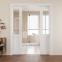 Pocket Door,Half-Lite Clear Glass Doors,Solid Door,56x80 Door
