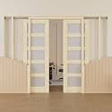 56x80 Sliding Double Pocket Door,5 Lite Frosted Glass Doors,French Door
