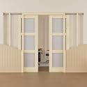 56x80 Sliding Double Pocket Door,3 Lite Frosted Glass Doors,French Door
