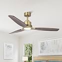 56” Gold Ceiling Fans with Lights and Remote, Modern Luxury Style