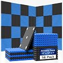56 Pack Acoustic Foam Wall Panels, 12 x 12 x 1 in