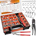 560Pcs Stepless Single Ear Hose Clamp Kit(5.3-36.1mm)with Tool for Pipeline