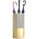 567751 Umbrella Stands Modern Golden Umbrella Stand, Hollow Metal Umbrella Bucket, Large Capacity Long/Short Umbrella Storage Rack, with 6 Hooks, (Size : 23x23x50cm)