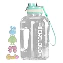56oz Gym Bottle Water, Large BPA Free Leak Proof Half Gallon Sport Water Bottle with Handle and Time Marker,Plastic Reusable Big Water Jugs for Workout,Camping,Hiking,Outdoor,Fitness,Home