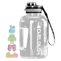 56oz Gym Water Bottle, Half Gallon Leak Proof BPA Free Large Water Jugs with Handle and Time Marker,Big Reusable Plastic Sport Water Bottle for Fitness,Camping,Workout,Home,Hiking,Outdoor