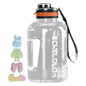 56oz Gym Water Bottle, Half Gallon Leak Proof BPA Free Large Water Jugs with Handle and Time Marker,Big Reusable Plastic Sport Water Bottle for Fitness,Camping,Workout,Home,Hiking,Outdoor