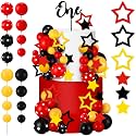 57 Pcs Mouse Cake Decor Black Red Yellow Cake Topper Set, One Year