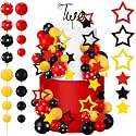 57 Pcs Mouse Cake Decor Black Red Yellow Cake Topper Set, Two Year