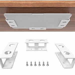 58672 under desk laptop mount adjustable metal cpu holder for laptop mac mini macbook keyboard - space-saving anti-scratch padding sturdy design easy installation white