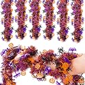 59.06FT 9Pcs Halloween Tinsel Garland Decorations: Black, Orange and Purple Fringe with Pumpkin, Bat and Spider Hanging Decor for Home, Tree, Indoor Outdoor Party Supplies