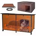 59" Extra Large Outdoor Dog House with Insulated Liner,Dog Kennel with All-Around Iron Frame,Weatherproof Dog Shelter for Small to Large Sizes Dog Kennel (Brown, LH)