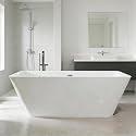 59'' Acrylic Deep Soaking Freestanding Bathtub, Modern White Bath Tub for Bathrooms with Non-Slip Base, CUPC Certified, Chrome Drain, Free Standing Tub