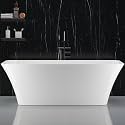 GarveeHome 67 in Free Standing Tub – Modern Soaking Bathtub with Matte Sliver Overflow, Acrylic Deep Soak Bath Upgrade for Contemporary Bathrooms, White