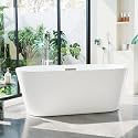 59'' Acrylic Freestanding Bathtub, Deep Soaking Tub, Modern Oval