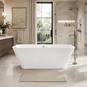 59" Acrylic Freestanding Bathtub, Deep Soaking Tub, Modern Square