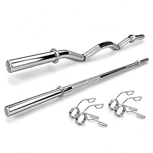 5ft straight rod amp 3ft curl barbell rod combo set  28mm chrome steel gym rod for weight plates  ez curl bar for biceps triceps amp home workout  compatible with 1 inch plates