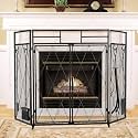 5in1 3-Panel Fireplace Screen with Double Doors, 49.6" x 30.7