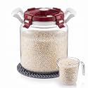 5L Glass Rice Storage Container for 10 lb Rice, Airtight Lid & Handle