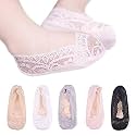 5Pack Girl No Show Thin Socks Low Cut Lace Flats Non-skid Socks