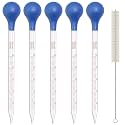 5pcs 10ml Glass Pipette Dropper Lab Graduated Dropper with 1 Cleaning Brush