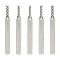 5PCS End Mill Set 1/8" Cutting Dia 1/4" Shank 4 Flute HSS End Mill Drill Bit, CNC End Milling Cutter for Wood, Aluminum, Steel, Titanium, Foam, Plastic