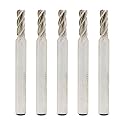 5PCS End Mill Set 3/16" Cutting Dia 1/4" Shank 4 Flute HSS End Mill Drill Bit, CNC End Milling Cutter for Wood, Aluminum, Steel, Titanium, Foam, Plastic