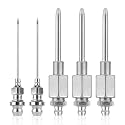 5pcs Grease Gun Needle Nozzle Kit, 3 Grease Gun Needle Dispensers & 2 Injector Needles Stainless Steel Grease Gun Nozzle Adapter Tip Fitting Tool for Narrow Space & Deep Hole Metal Accessories Set
