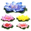 SEWACC 5pcs Lily Pads for Pond, Artificial Lotus Fake Floating Lotus Flower Water Lily Pad Ornaments for Garden Pond Aquarium Pool Decoration 10cm Summer Decor