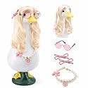 5PCS Porch Goose Outfits Blonde Goose Wig Set for 17 & 23 Inch Goose Statue