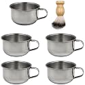 5PCS Shaving Soap Bowl with Beard Brush, 3.4inch Stainless Steel Mug Dish