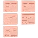 5pcs Suture Practice Pad Realistic Three-Layer Silicone Skin Kit with 14 Pre-Cut Wounds, Best Gift for Medical Students Training