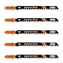 5PCS T Shank Jigsaw Blades Set - BGTEC HCS(SK5) Jig Saw Blades for Wood, Plastic Cutting(T144D)