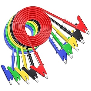 5pcs test leads dual ended crocodile alligator clips heavy duty copper clamps test flexible cable 5 colors