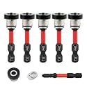5pcs TEURSA ® Magnetic Drywall Screw Setter Bits – Adjustable Depth PH2 Positioning Bits with Removable Aluminum Collar, S2 Steel Hex Shank for Sheetrock and Plasterboard Screws (5pcs 2")