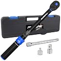 5PCS Torque Wrench Set 3/8" Drive 5-50 FT.LB, Dual-Direction 72-Tooth Adjustable Torque Wrenches with 6" Extension Bar, 3/8" to 1/2" &amp; 1/4" Adapters for Car, Motorcycle,Bike Maintenance