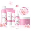 Sakura Skincare Set, Sakura Skin Care for Teens 10-12, Gentle Moisturizing Face Care Kit with Cleanser, Toner, Serum, Eye Cream &amp; Cream, Travel Size Facial Kit for Women Girls
