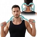 5th Generation Neck and Shoulder Massager, 6-Wheel Dual Pressure Trigger Point Manual Massager, 360° Rotatable Deep Tissue Roller, Turquoise