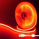 5V USB COB LED Strip Lights,16.4FT/5M,Red,320LEDs/M,8mm Width,Not Waterproof IP20,1M USB Cable,Flexible LED Tape Light for DIY Home Indoor Decoration