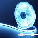 5V USB COB LED Strip Lights,9.84FT/3M,Ice Blue,320LEDs/M,8mm Width,Not Waterproof IP20,1M USB Cable,Flexible LED Tape Light for DIY Home Indoor Decoration