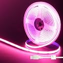 5V USB COB LED Strip Lights,6.56FT/2M,Pink,320LEDs/M,8mm Width,Not Waterproof IP20,1M USB Cable,Flexible LED Tape Light for DIY Home Indoor Decoration