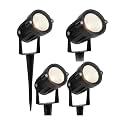 5W LED Garden Spot Light Set, High Brightness Focused Beam, IP65 Waterproof, Die-Cast Aluminium Body, Warm White, Pack of 4