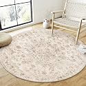 5x5 Beige Neutral Round Rug