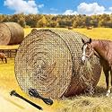 5x5 FT Round Bale Hay Net, 2-Inch Slow Feed for Horses and Goats