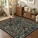 5x5 Square Rug Floral Washable Rugs Living Room Indoor Carpet