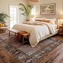 5x7 Boho Machine Washable Low Pile Area Rugs for Living Room Sienna Brown