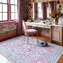 4x6 Lavender and Turquoise Vintage Boho Oriental Soft Washable Area Rug